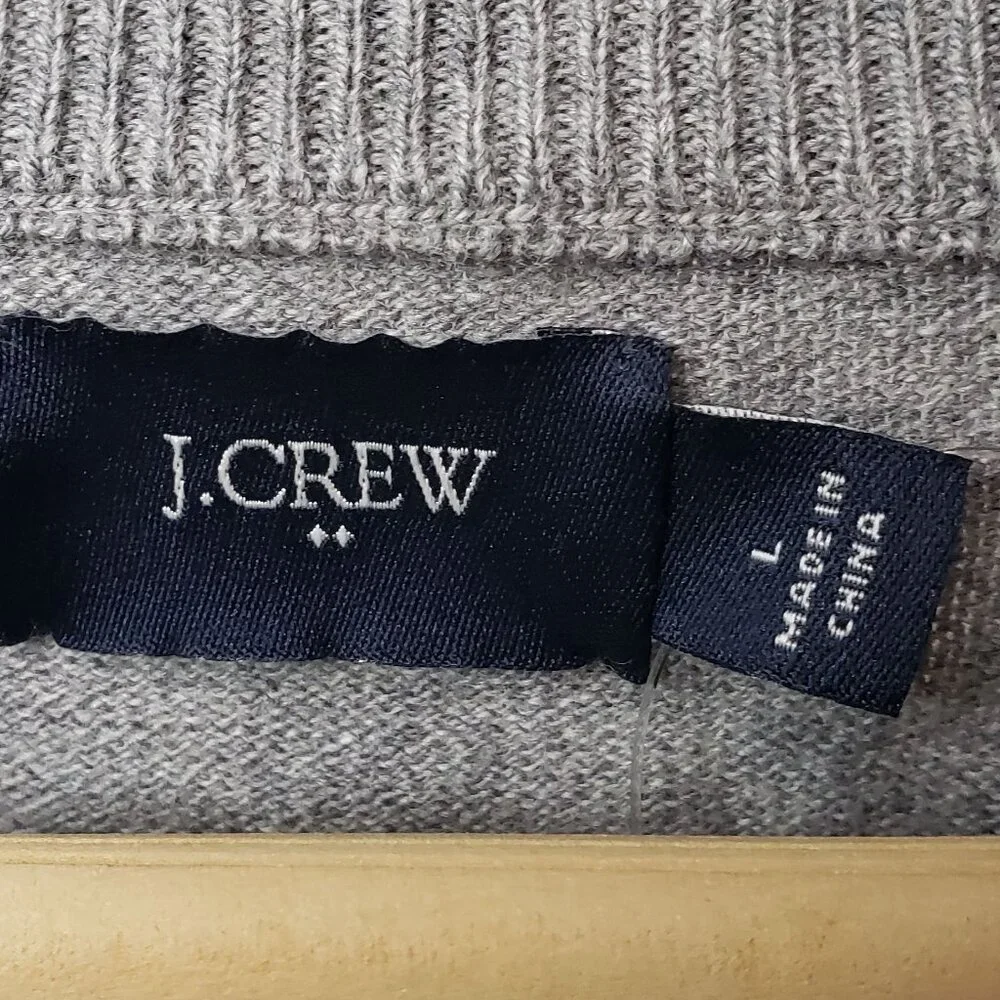 NWT J Crew Merino Blend V Neck Sweater Men's Harbor Slim Preppy Overshirt Grey L